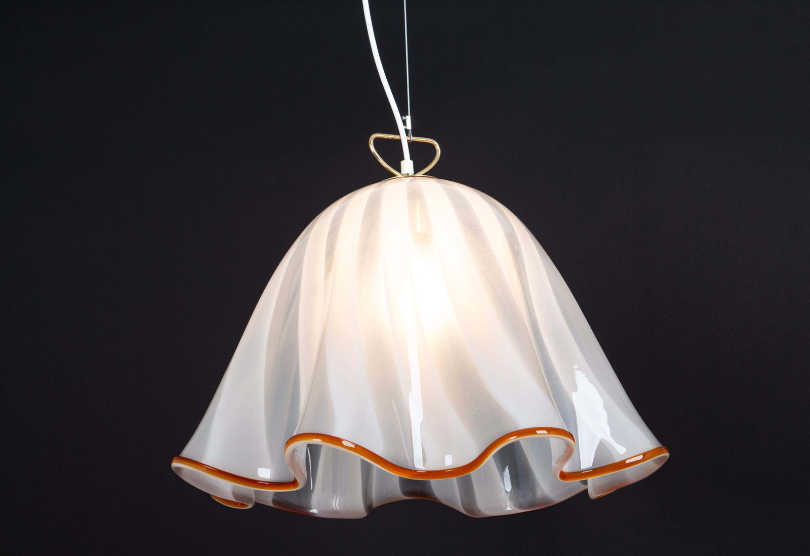 2106.0 Large White Glass Pendant Light By Kalmar Fazzoletto, Austria, 1970s photo