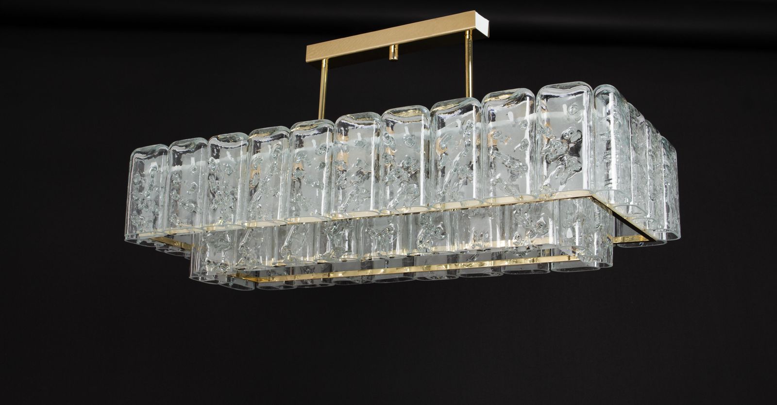 photo vinterior Large Doria Ice Glass Tubes Chandelier, Germany, 1960s