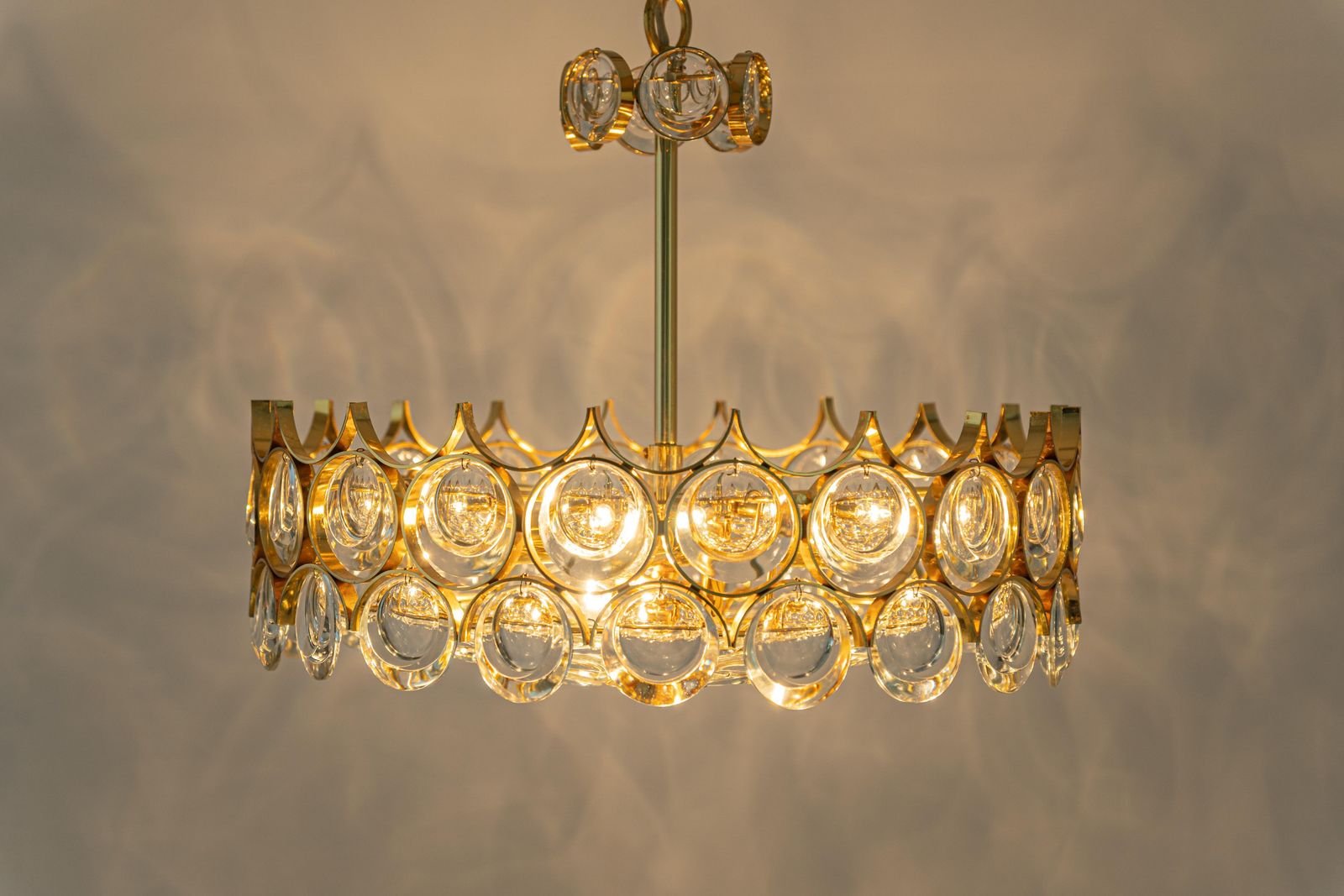 Lighting Brass And Crystal Chandelier, Sciolari Design By Palwa, Germany, 1970s photo