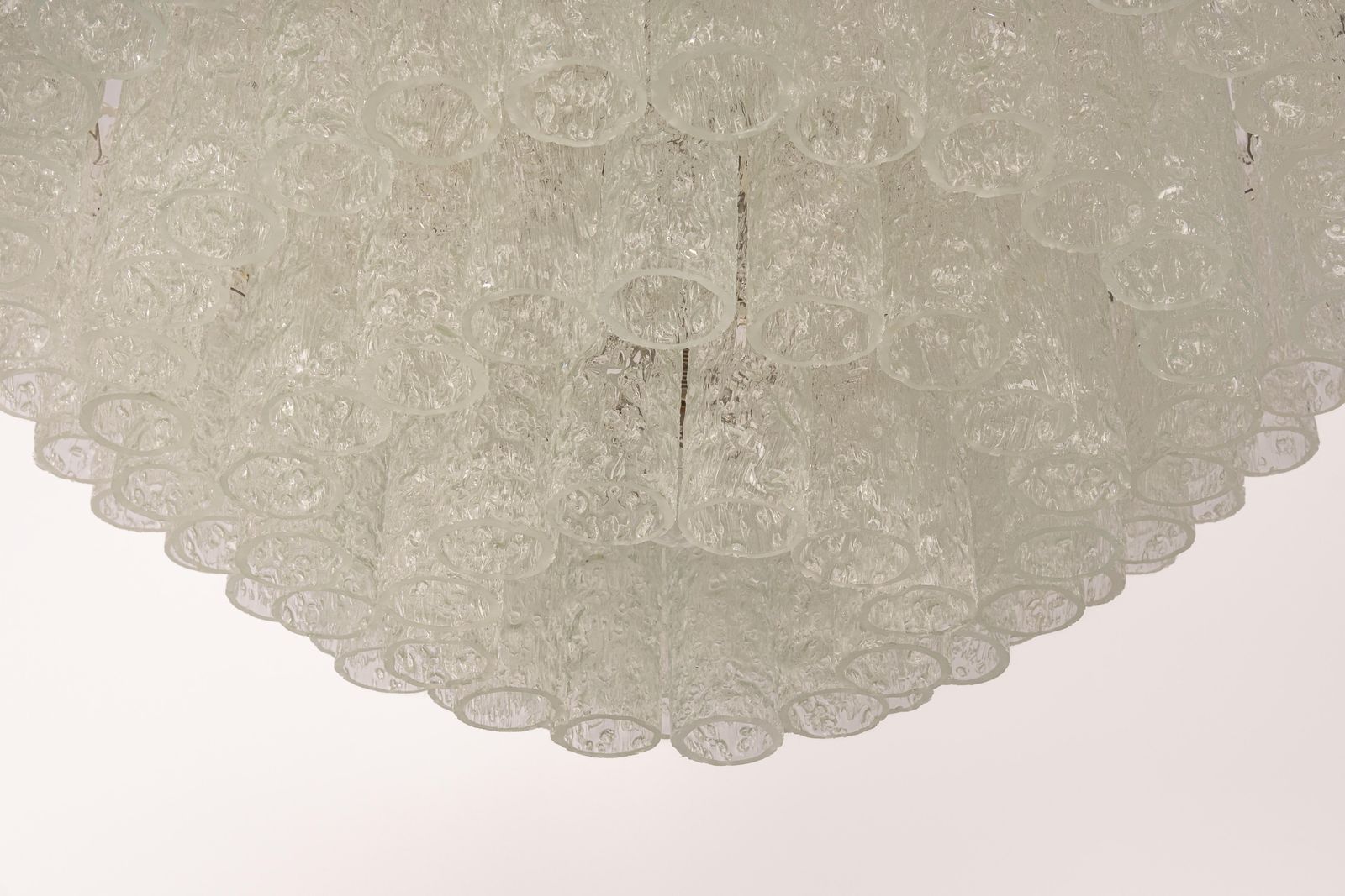 1 Of 3 Large Doria Ice Glass Tubes Chandelier, Germany, 1960s photo Lighting