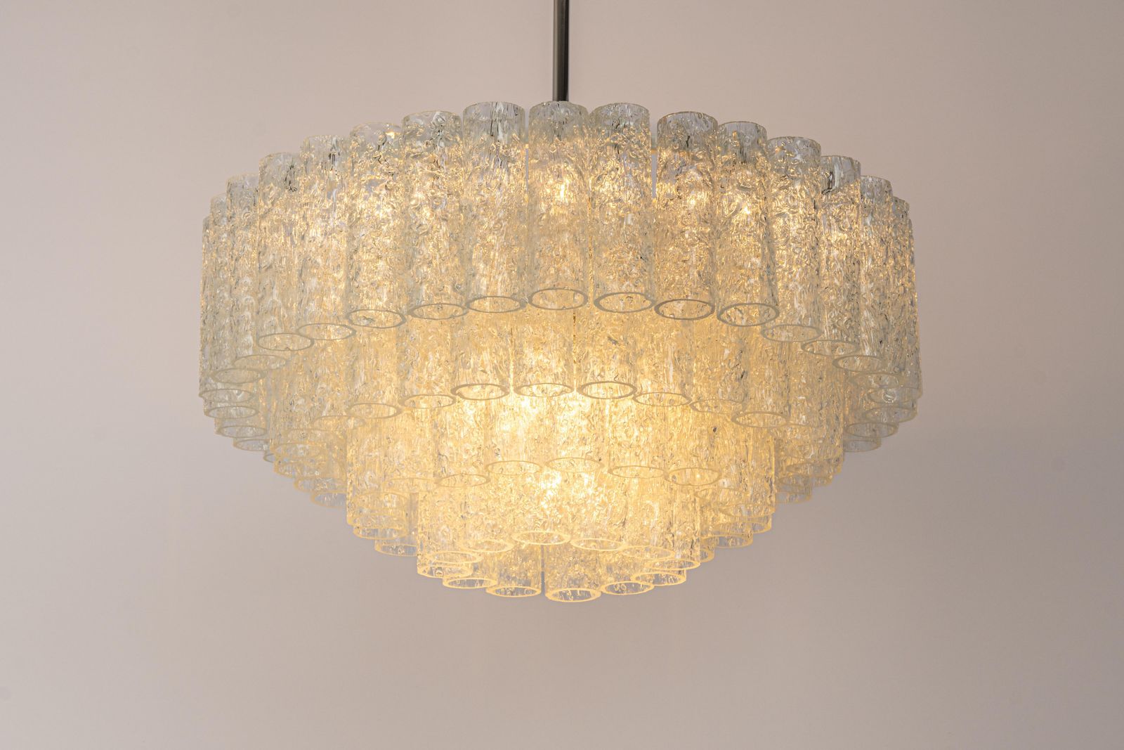 1 Of 3 Large Doria Ice Glass Tubes Chandelier, Germany, 1960s photo buy