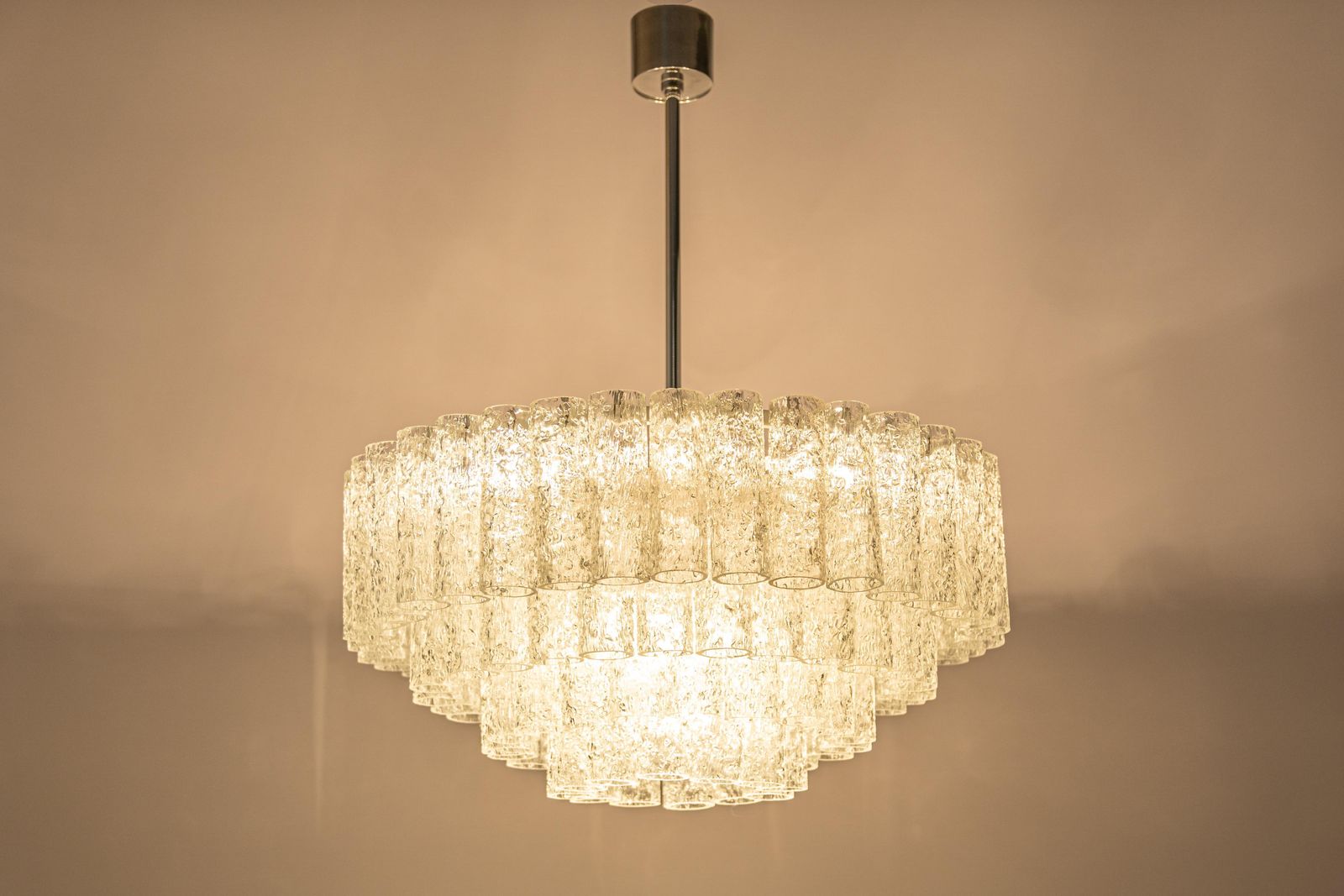 photo furniture 1 Of 3 Large Doria Ice Glass Tubes Chandelier, Germany, 1960s