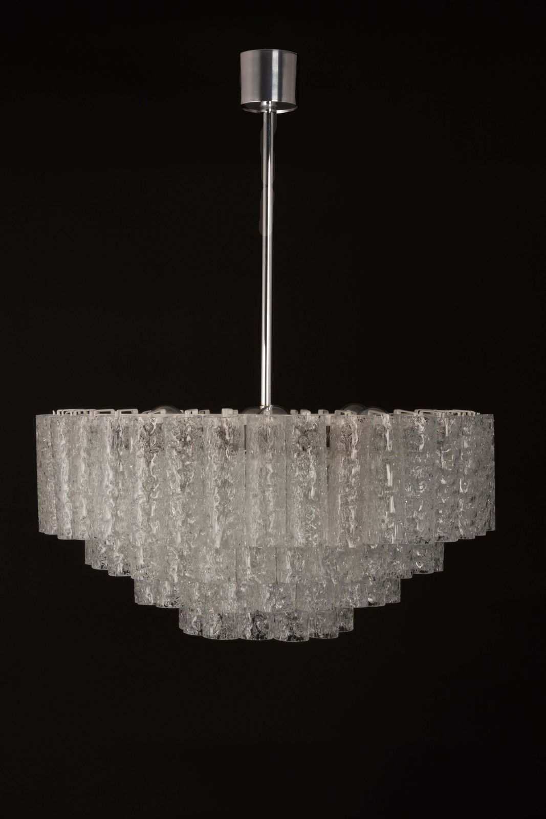 Lighting 1 Of 3 Large Doria Ice Glass Tubes Chandelier, Germany, 1960s photo