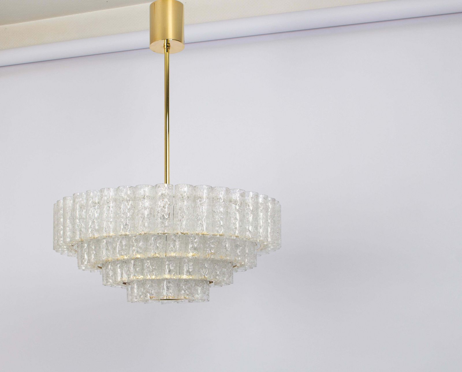1 Of 5 Large Mid Century Doria Chandelier Ice Glass, 1960s, Germany photo furniture