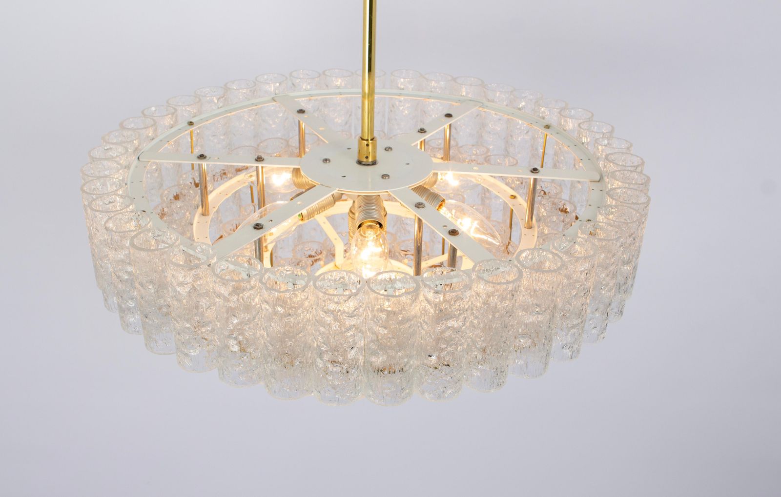 1 Of 5 Large Mid Century Doria Chandelier Ice Glass, 1960s, Germany photo 1977.0