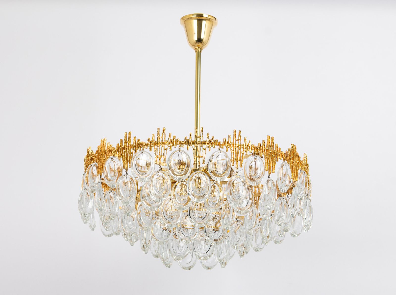 Stunning Large Brass And Crystal Chandelier, By Palwa, Germany, 1970s photo for sale