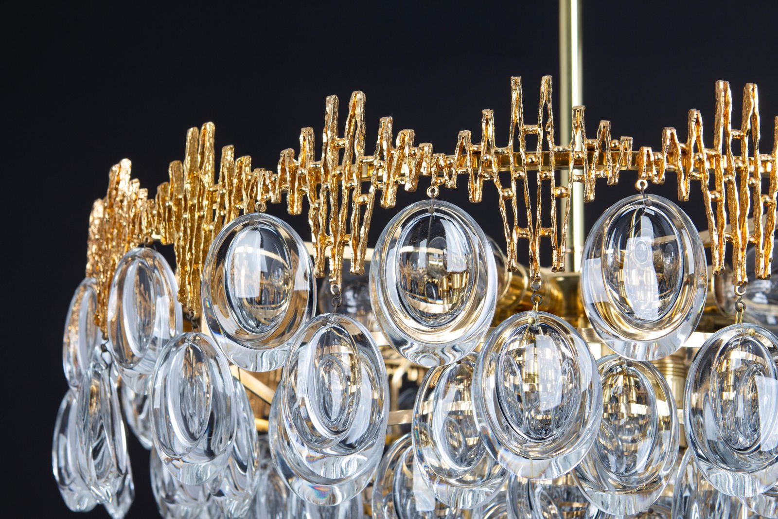 2063.0 Stunning Large Brass And Crystal Chandelier, By Palwa, Germany, 1970s photo