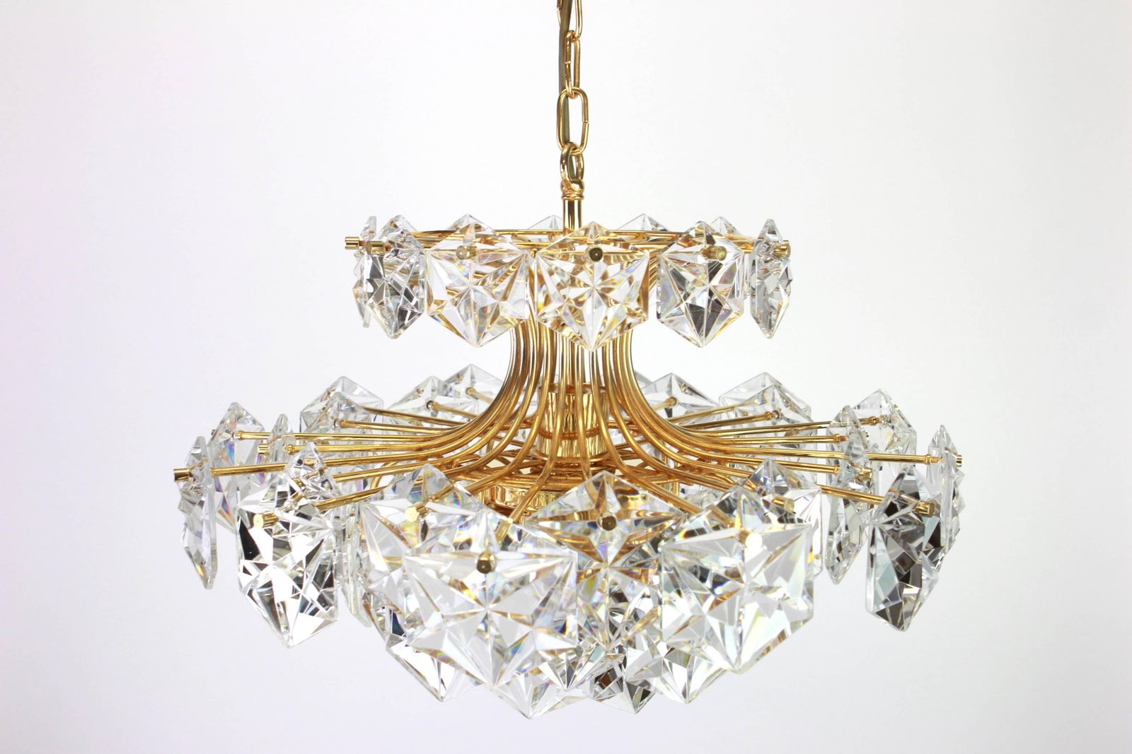 Gilt Brass And Crystal Glass Chandelier By Kinkeldey, Germany, 1970s photo 2063.0