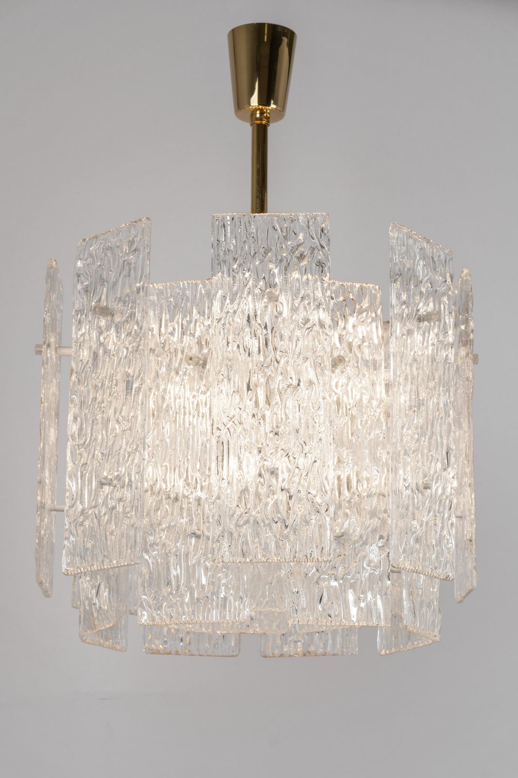 Large Murano Ice Glass Chandelier By Kalmar, Austria, 1960s photo Lighting