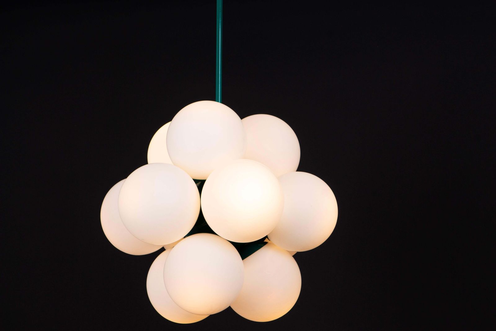 photo for sale 1 Of 2 Sputnik Green Pendant Light, Opal Glass, Germany, 1970s