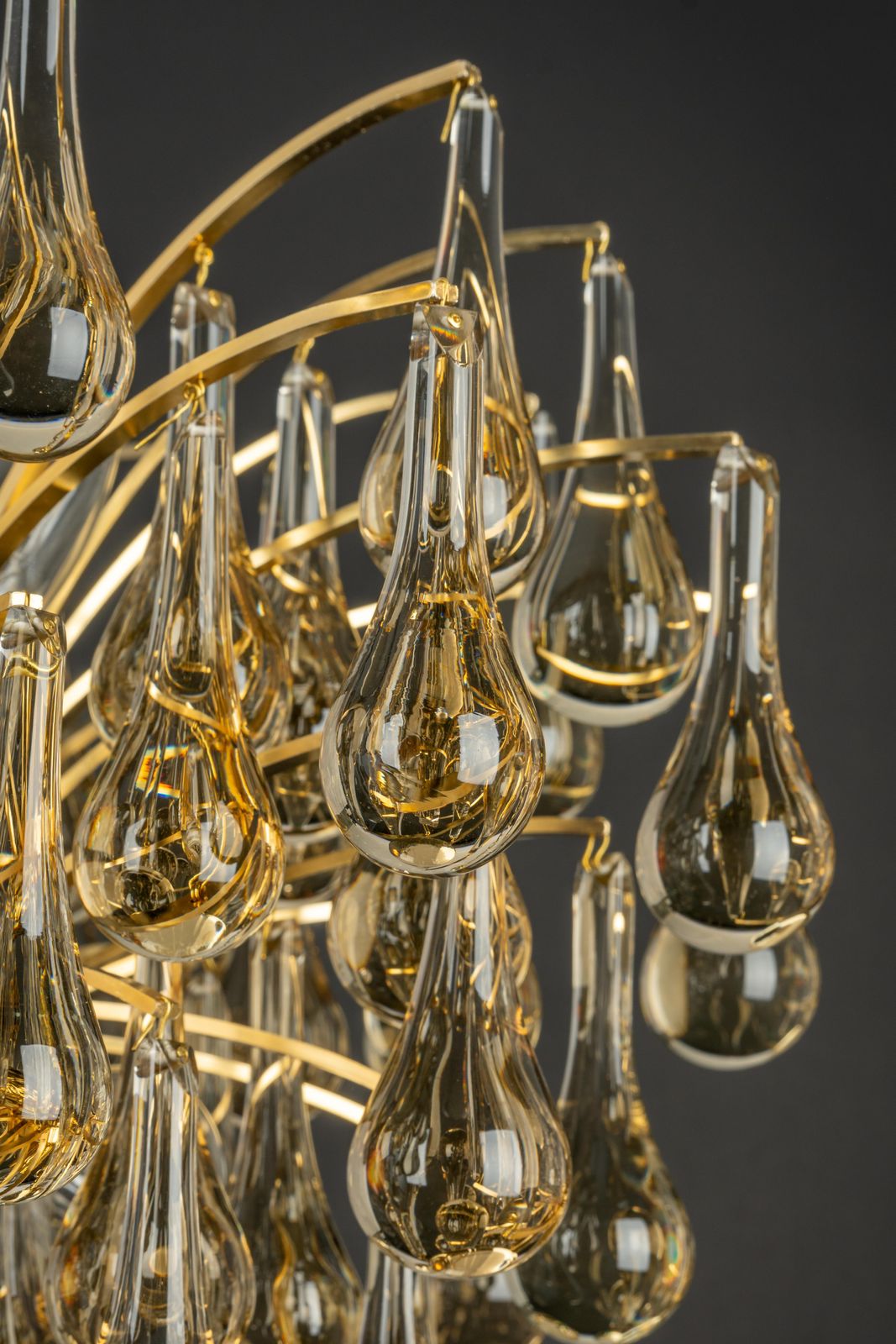 photo vinterior Large Murano Glass Tear Drop Chandelier, Christoph Palme, Germany, 1970s