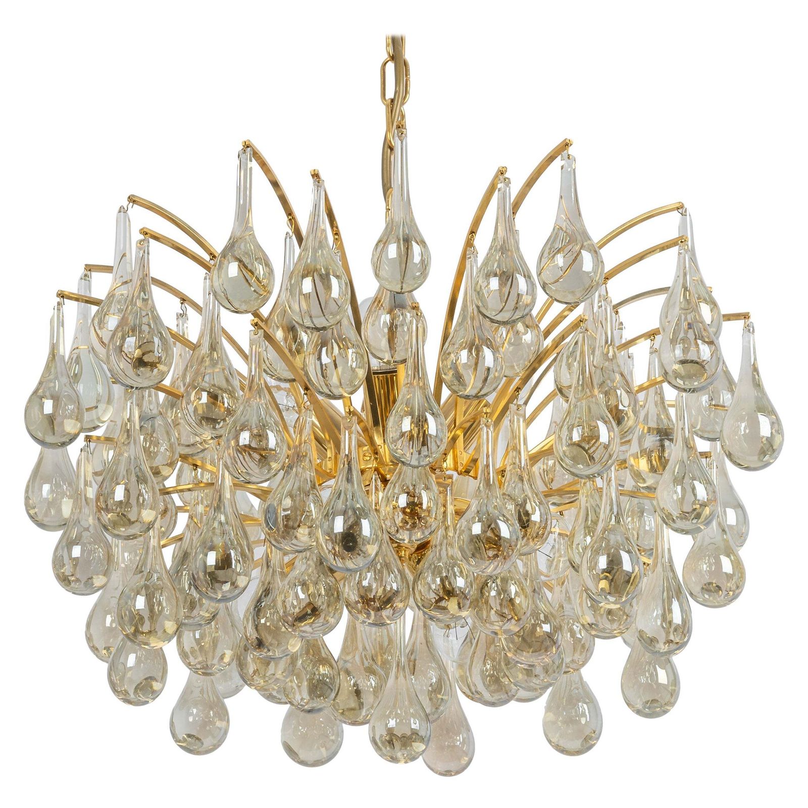 Large Murano Glass Tear Drop Chandelier, Christoph Palme, Germany, 1970s