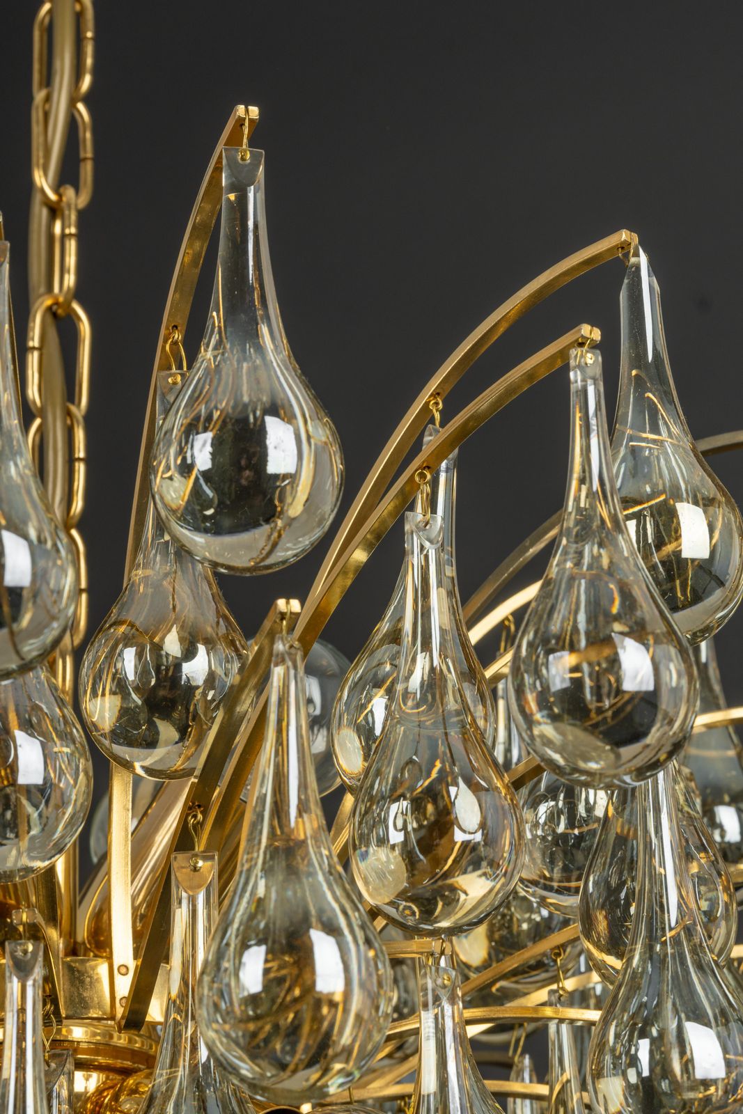 photo vinterior Large Murano Glass Tear Drop Chandelier, Christoph Palme, Germany, 1970s