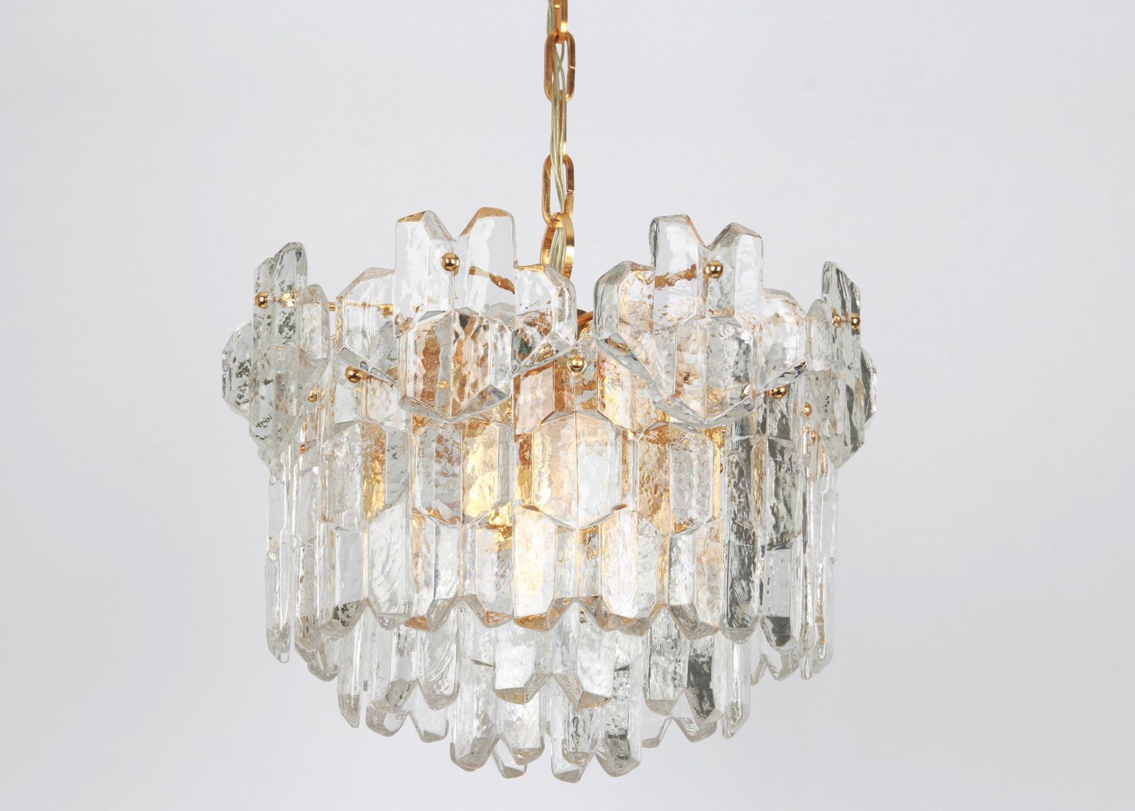 Stunning Gilt Brass, Murano Glass Chandelier Palazzo, Kalmar, Austria, 1970s photo furniture