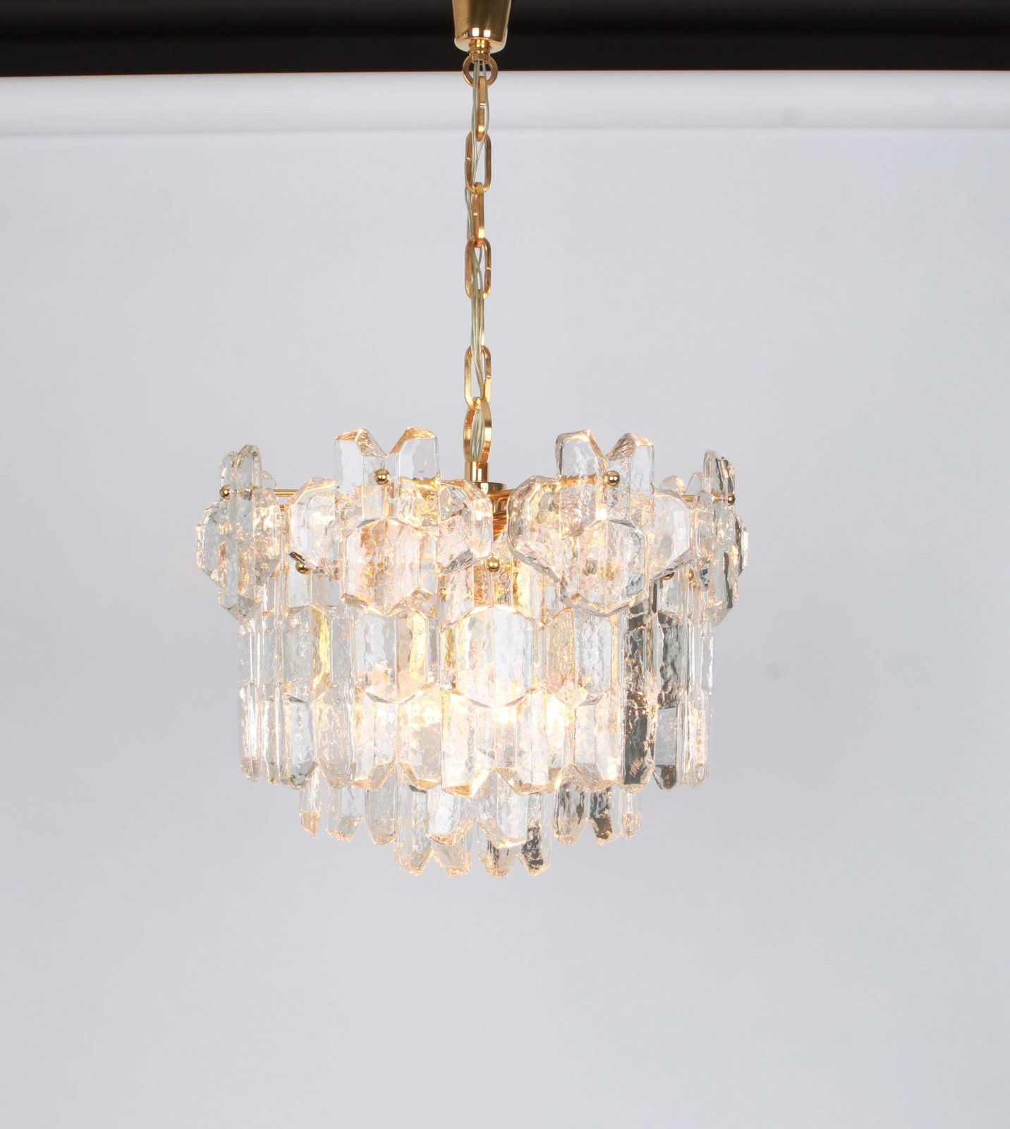 Stunning Gilt Brass, Murano Glass Chandelier Palazzo, Kalmar, Austria, 1970s photo buy