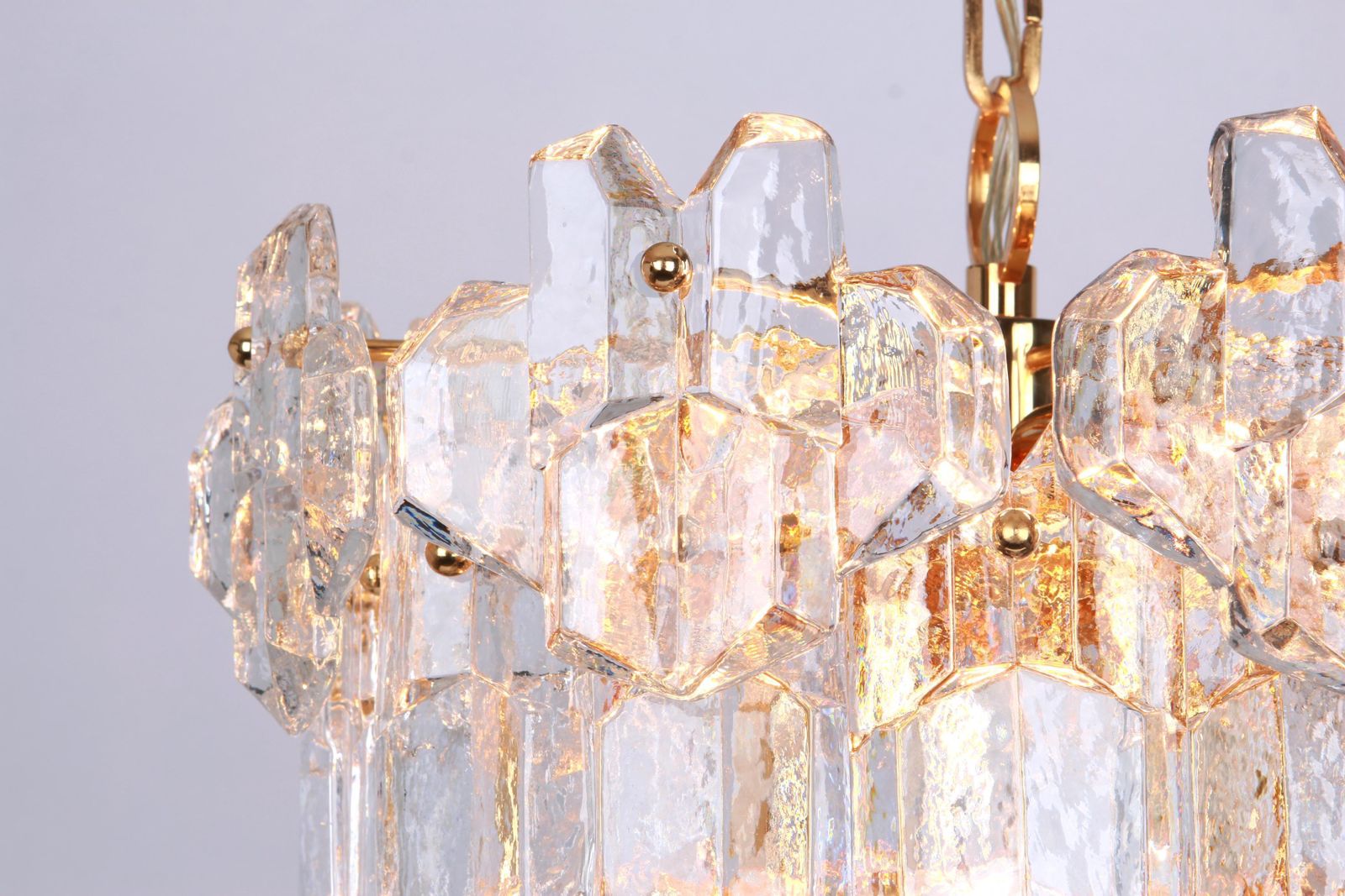 Stunning Gilt Brass, Murano Glass Chandelier Palazzo, Kalmar, Austria, 1970s photo vintage