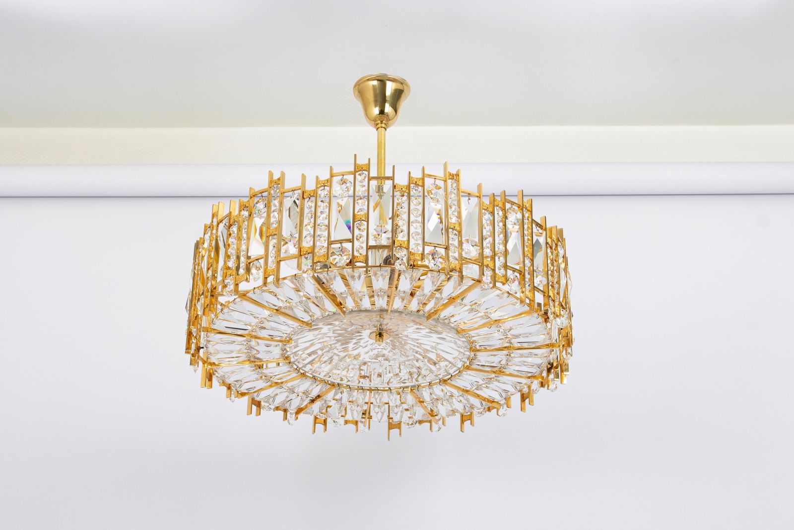 Large Gilt Brass And Crystal Chandelier, By Palwa, Germany, 1970s photo furniture