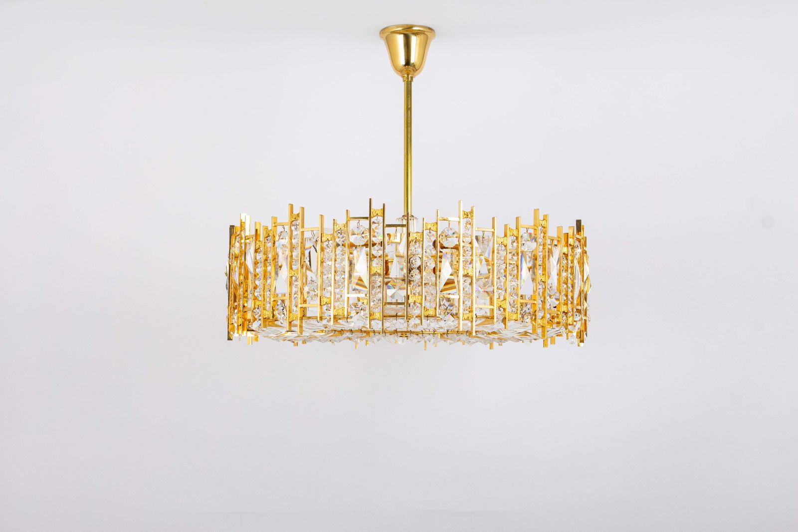 Large Gilt Brass And Crystal Chandelier, By Palwa, Germany, 1970s photo 2493.0