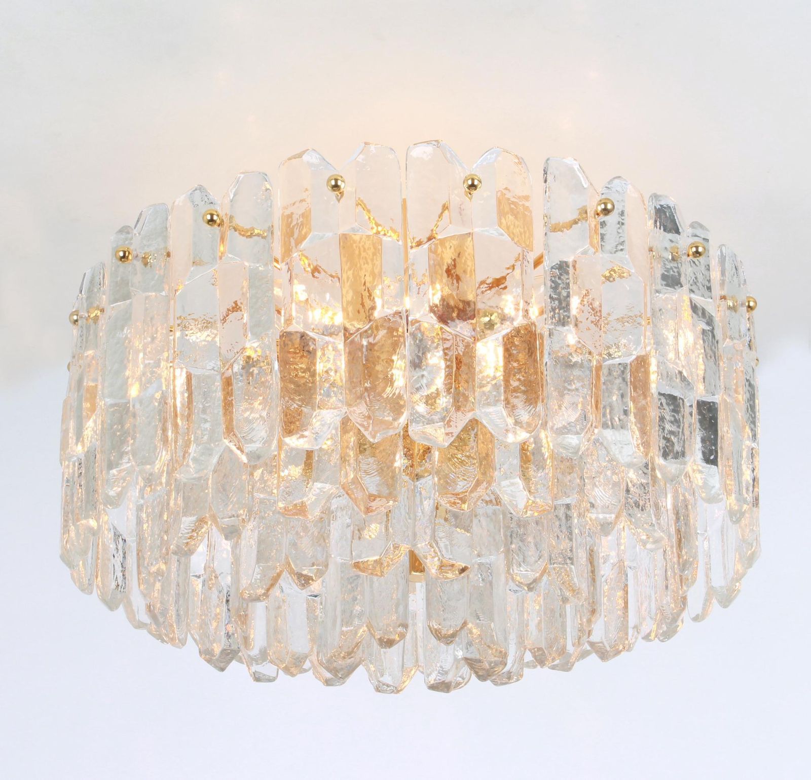 photo vinterior Stunning Gilt Brass, Crystal Glass Light Fixture Palazzo, Kalmar, Austria, 1970