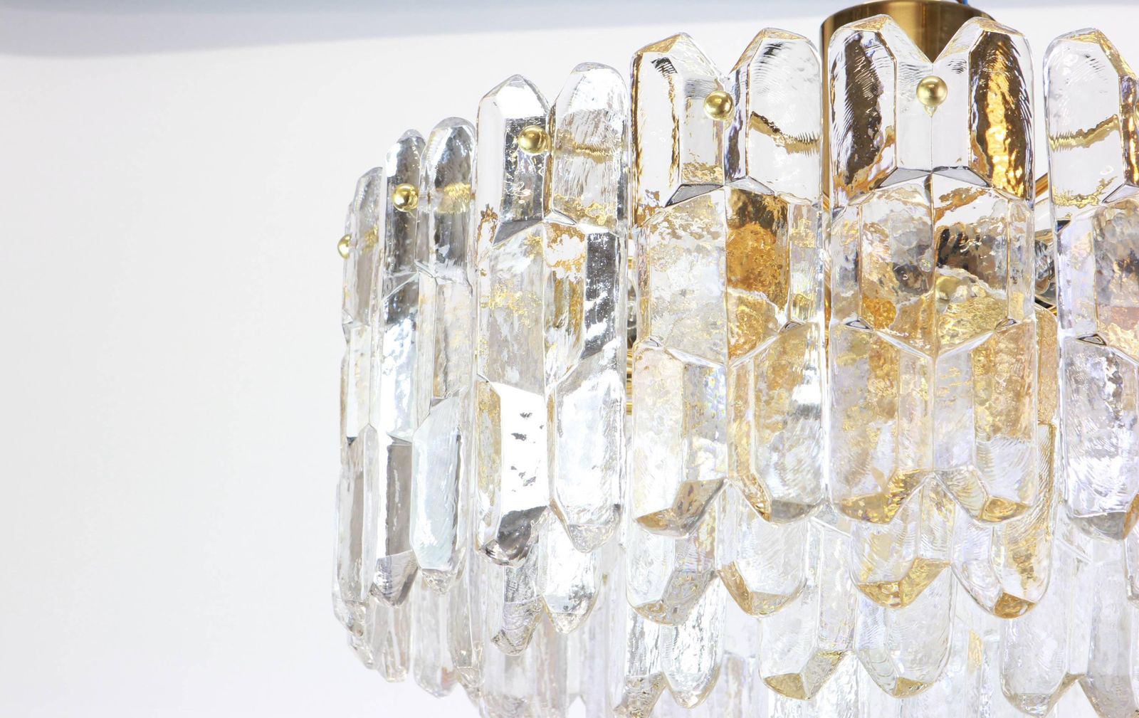 Stunning Gilt Brass, Murano Glass Light Fixture Palazzo, Kalmar, Austria, 1970 photo for sale