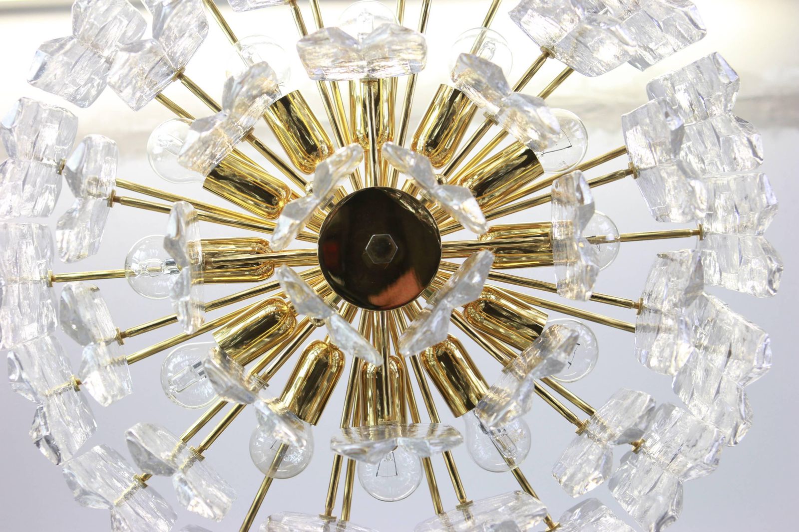 Stunning Gilt Brass, Murano Glass Light Fixture Palazzo, Kalmar, Austria, 1970 photo buy