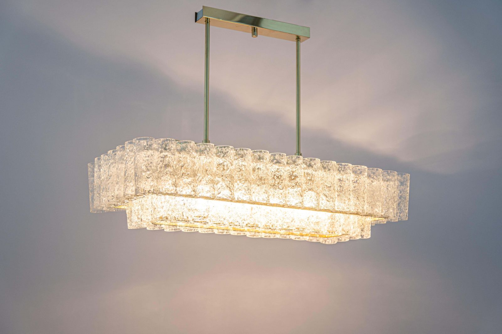 Large Doria Ice Glass Tubes Chandelier, Germany, 1960s photo vintage