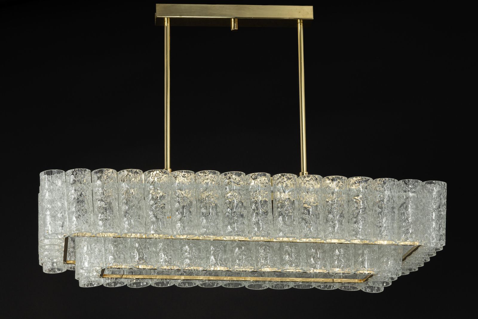 photo for sale Large Doria Ice Glass Tubes Chandelier, Germany, 1960s