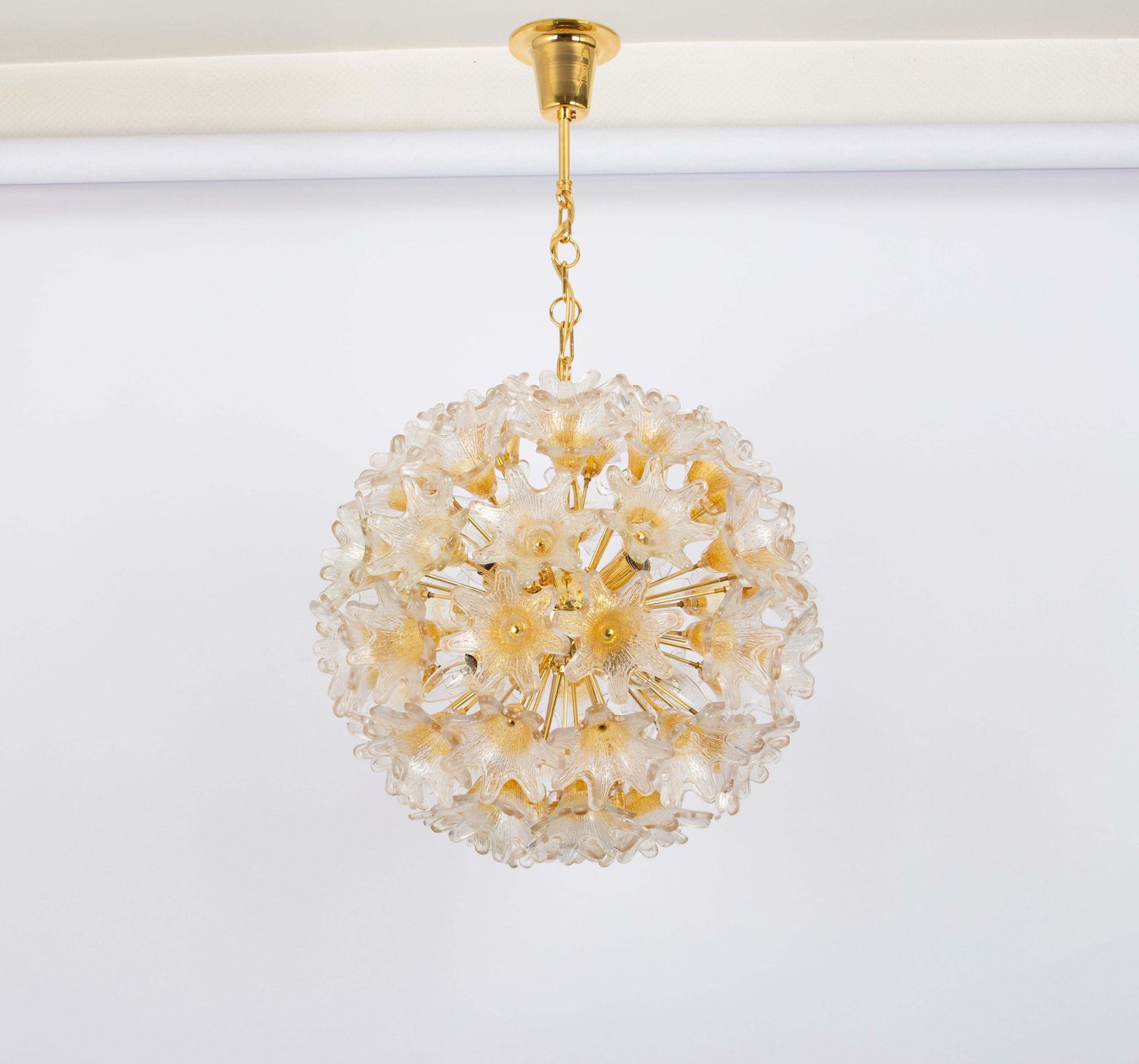 Spectacular Murano Glass Sunburst Flower Chandelier By Venini Veart, Italy 1970s photo 2450.0