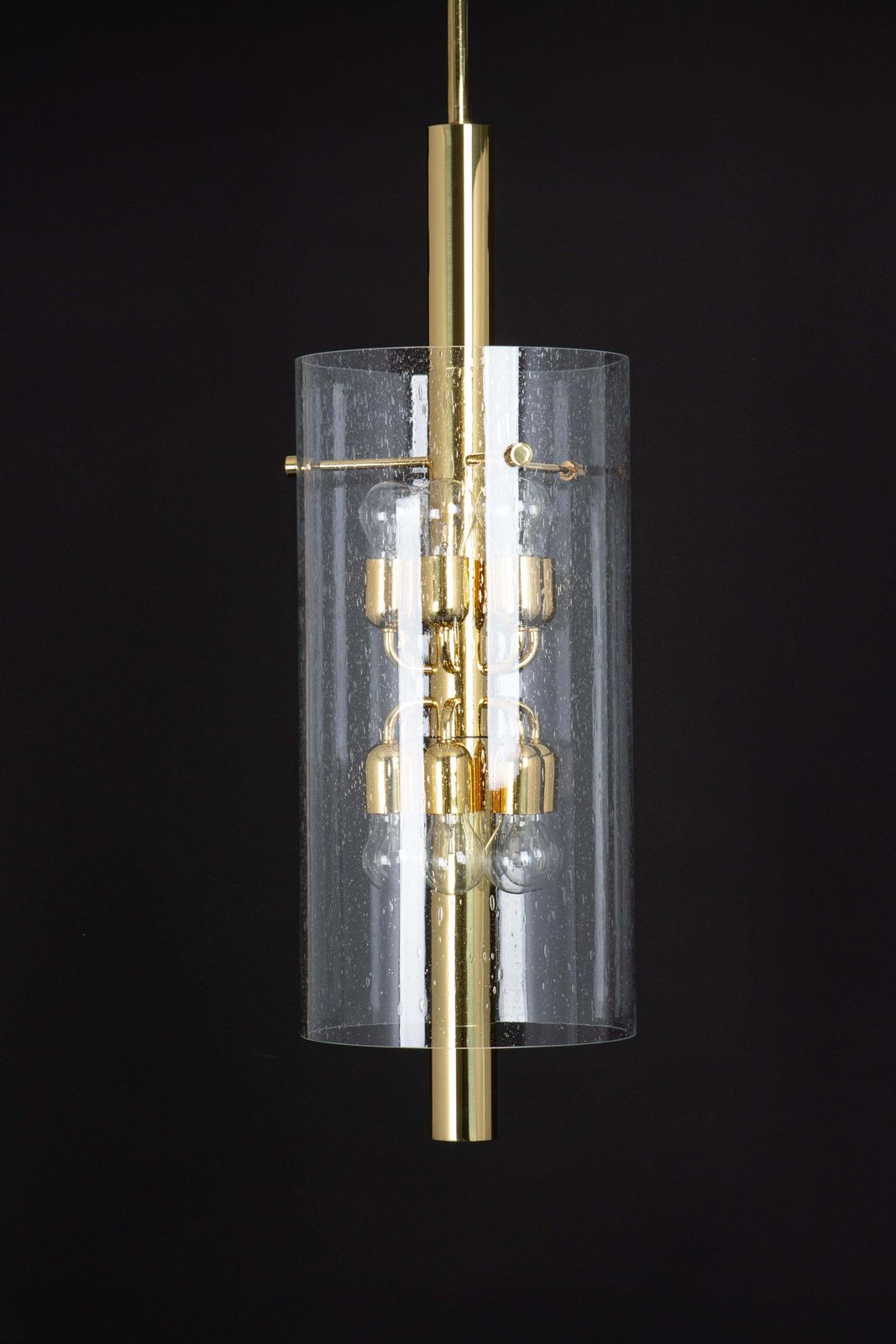 photo furniture 1 Of 3 Brass Lantern Form Pendant Cylindrical Glass By Limburg, Germany, 1960s