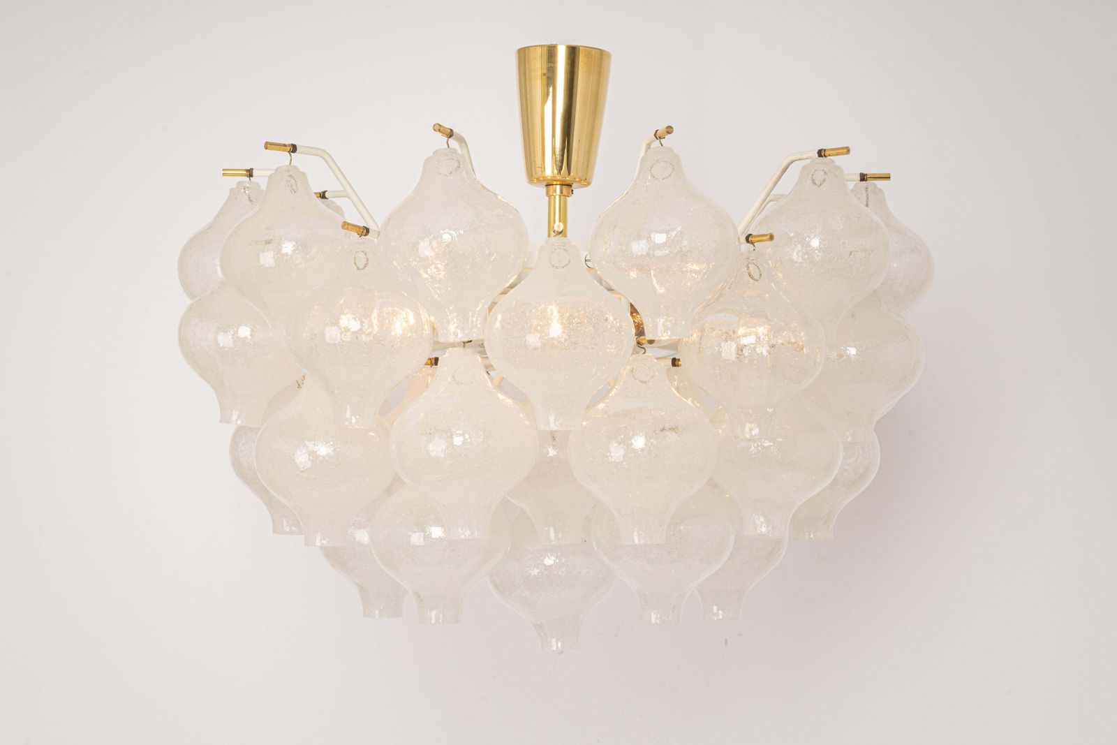 1 Of 6 Large Tulipan Glass Flush Mount / Chandelier By Kalmar, Austria, 1960s photo Lighting
