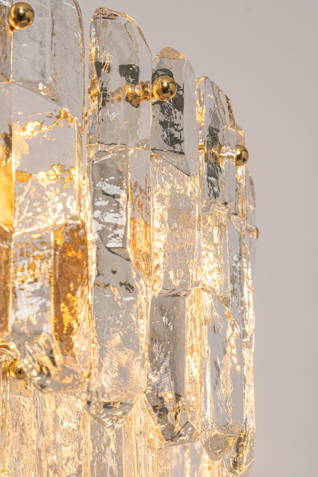1 Of 3 Gilt Brass, Murano Glass Chandelier Palazzo, Kalmar, Austria, 1970s photo Lighting