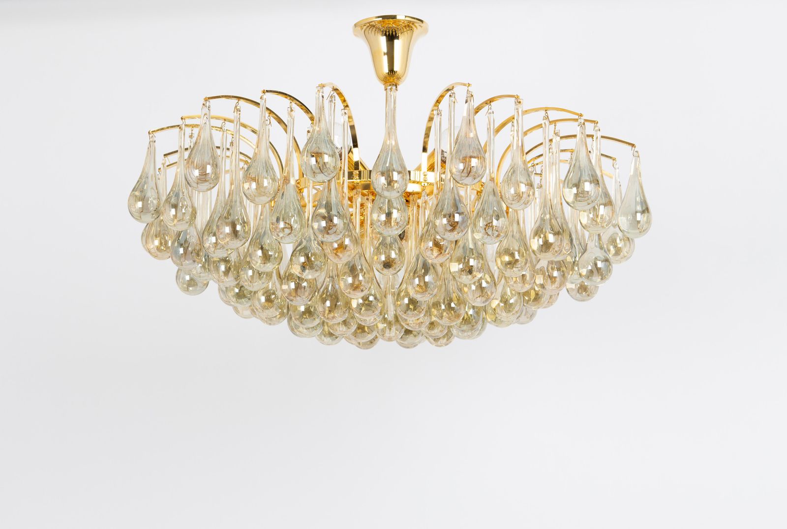 1 Of 2 Large Murano Glass Tear Drop Chandelier, Christoph Palme, Germany, 1970s photo vintage