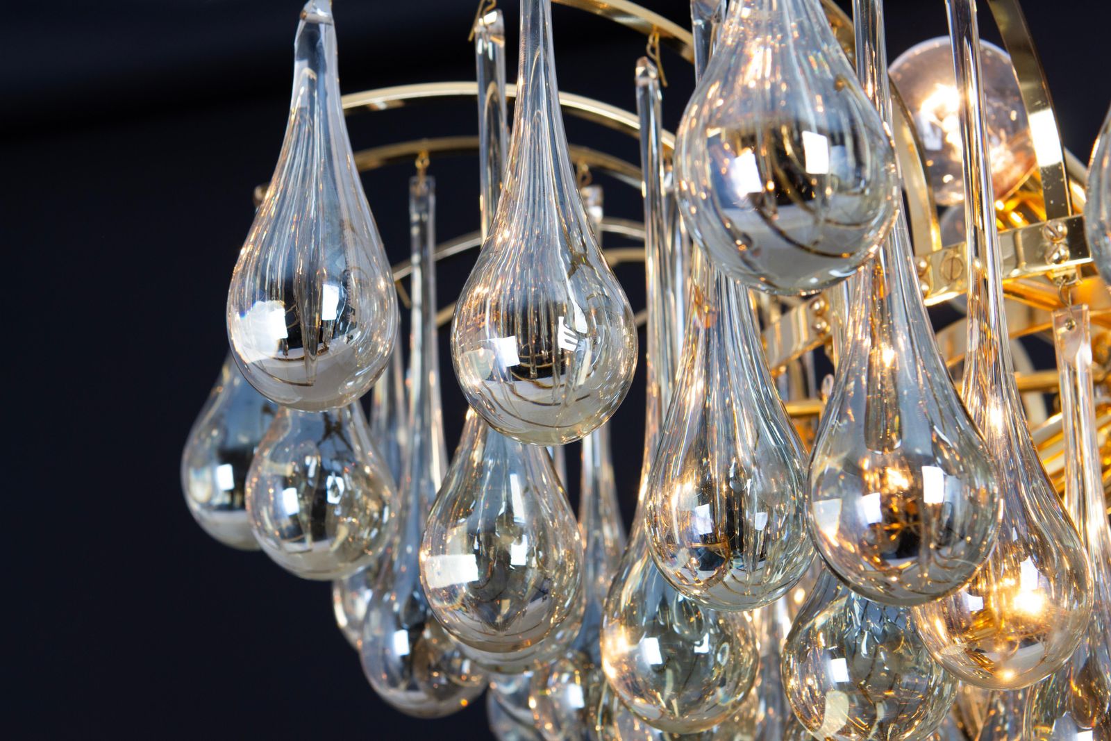 Lighting 1 Of 2 Large Murano Glass Tear Drop Chandelier, Christoph Palme, Germany, 1970s photo