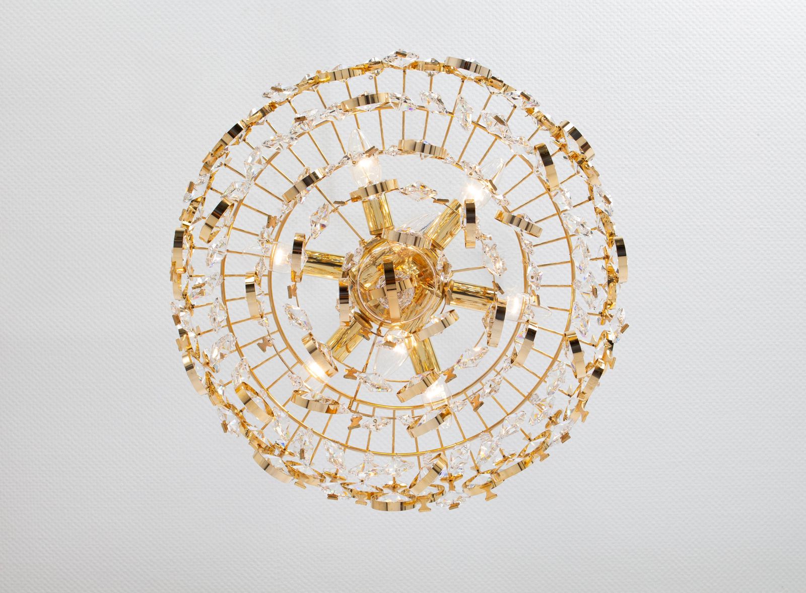 Large Gilt Brass And Crystal Chandelier, By Palwa, Germany, 1970s photo vinterior