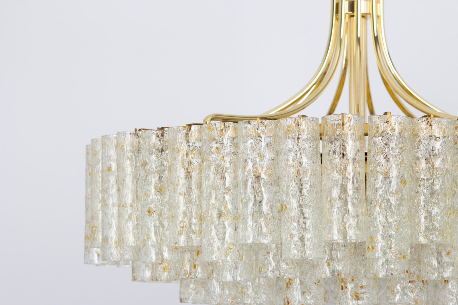 Stunning Large Doria Ice Glass Tubes Chandelier, Germany, 1960s photo Lighting