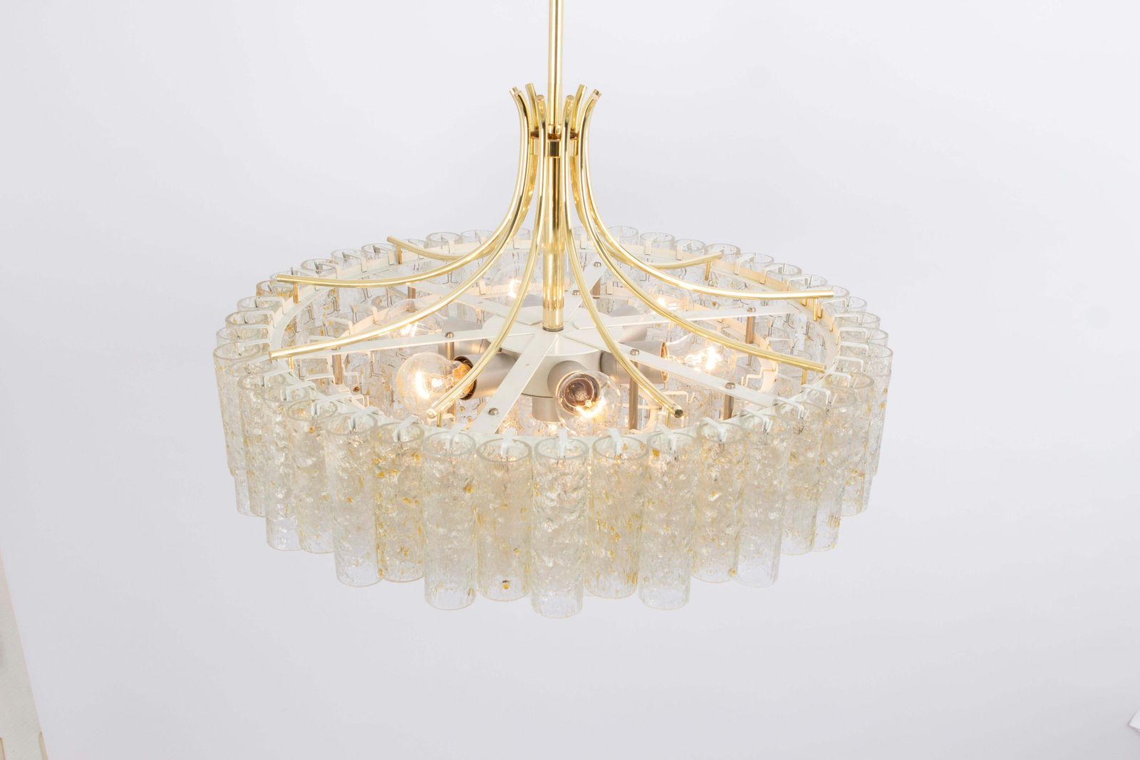 Stunning Large Doria Ice Glass Tubes Chandelier, Germany, 1960s photo buy