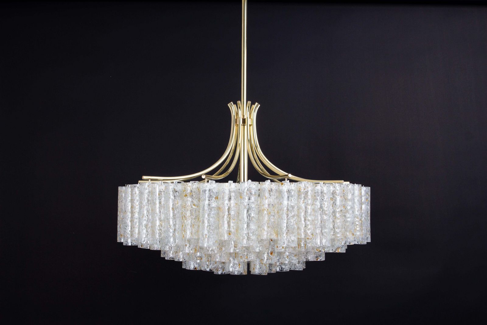photo for sale Stunning Large Doria Ice Glass Tubes Chandelier, Germany, 1960s