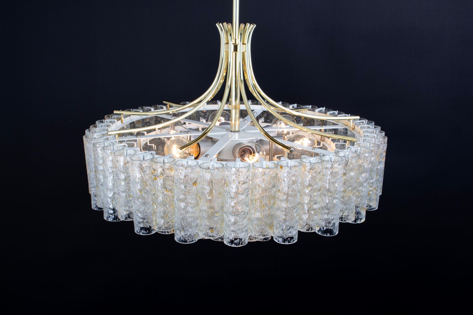 2751.0 Stunning Large Doria Ice Glass Tubes Chandelier, Germany, 1960s photo