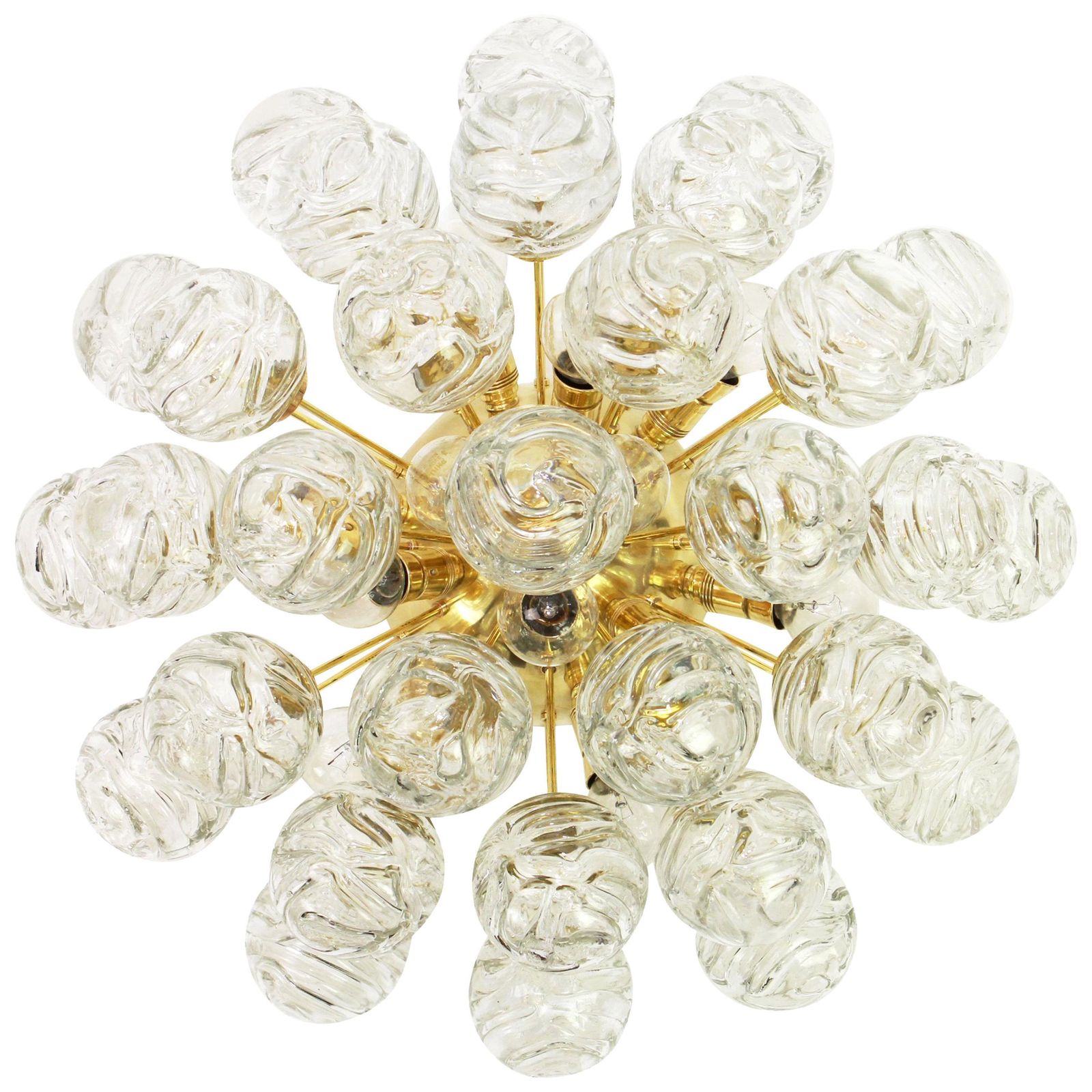 1 Of 2 Spectacular Sputnik Flush Mount Glass Snow Balls By Doria, Germany, 1970s