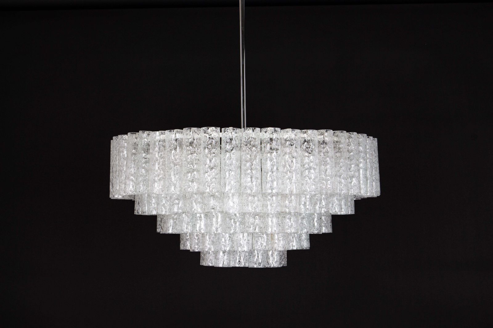 photo furniture 1 Of 3 Large Doria Ice Glass Tubes Chandelier, Germany, 1960s