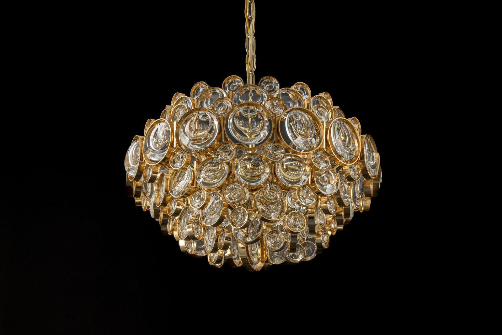 Lighting Stunning Gilt Brass Chandelier, Sciolari Design Style By Palwa, Germany, 1970s photo