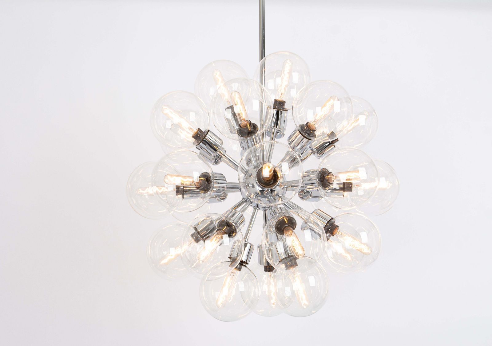 1 Of 2 Sputnik Chrome Pendant Light Design Motoko Ishii By Staff, Germany, 1970s photo for sale