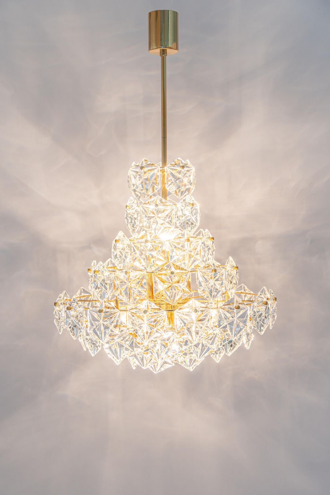 photo furniture Stunning Huge Chandelier, Brass And Crystal Glass By Kinkeldey, Germany, 1970s