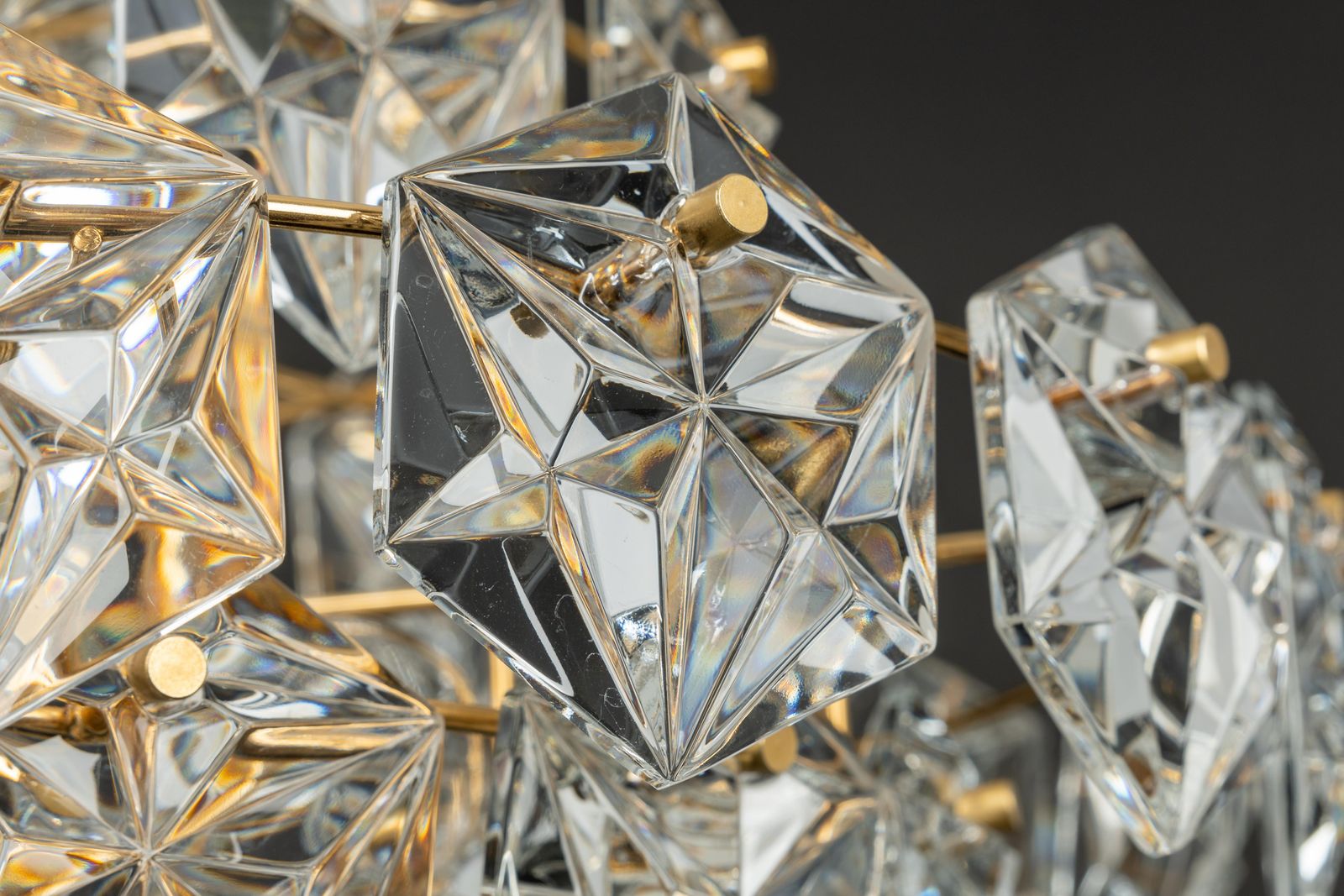 3181.0 Stunning Huge Chandelier, Brass And Crystal Glass By Kinkeldey, Germany, 1970s photo