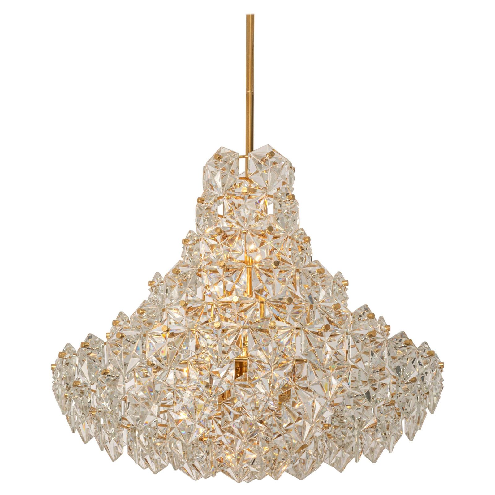 Stunning Huge Chandelier, Brass And Crystal Glass By Kinkeldey, Germany, 1970s