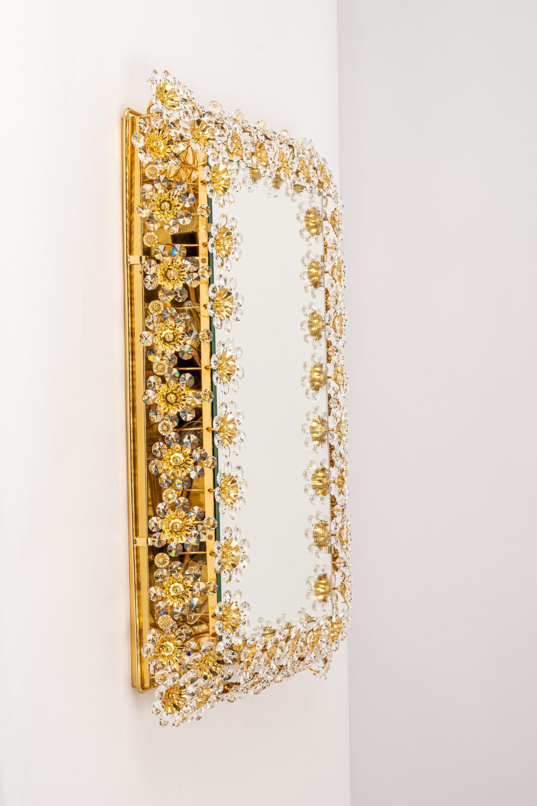 Spectacular Backlit Mirror Gilded Brass And Crystal Glass By Palwa, Germany photo furniture