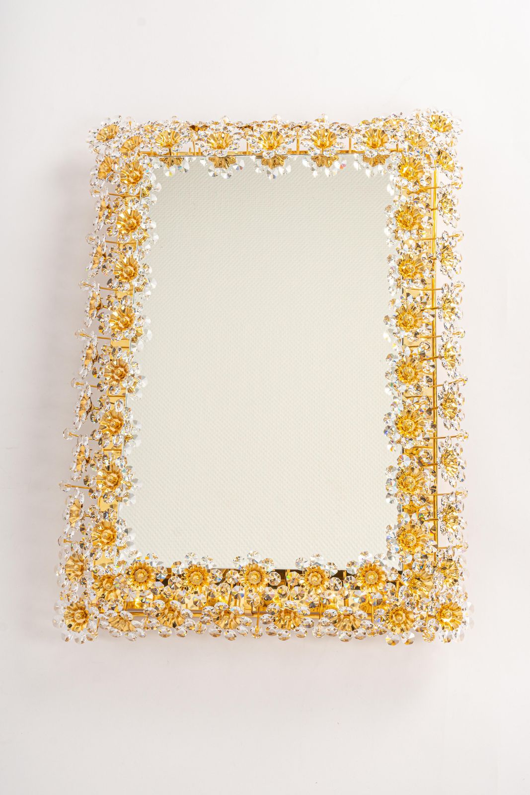 Spectacular Backlit Mirror Gilded Brass And Crystal Glass By Palwa, Germany photo for sale