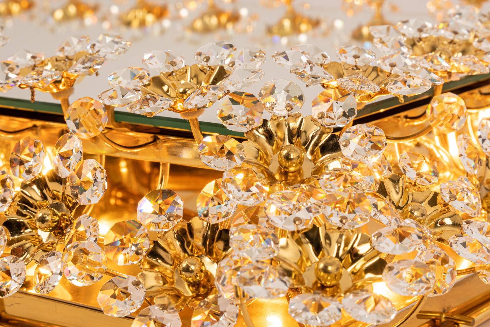photo furniture Spectacular Backlit Mirror Gilded Brass And Crystal Glass By Palwa, Germany
