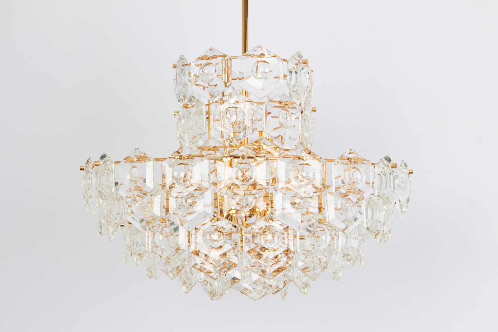 Stunning Huge Chandelier, Brass And Crystal Glass By Kinkeldey, Germany, 1970s photo furniture