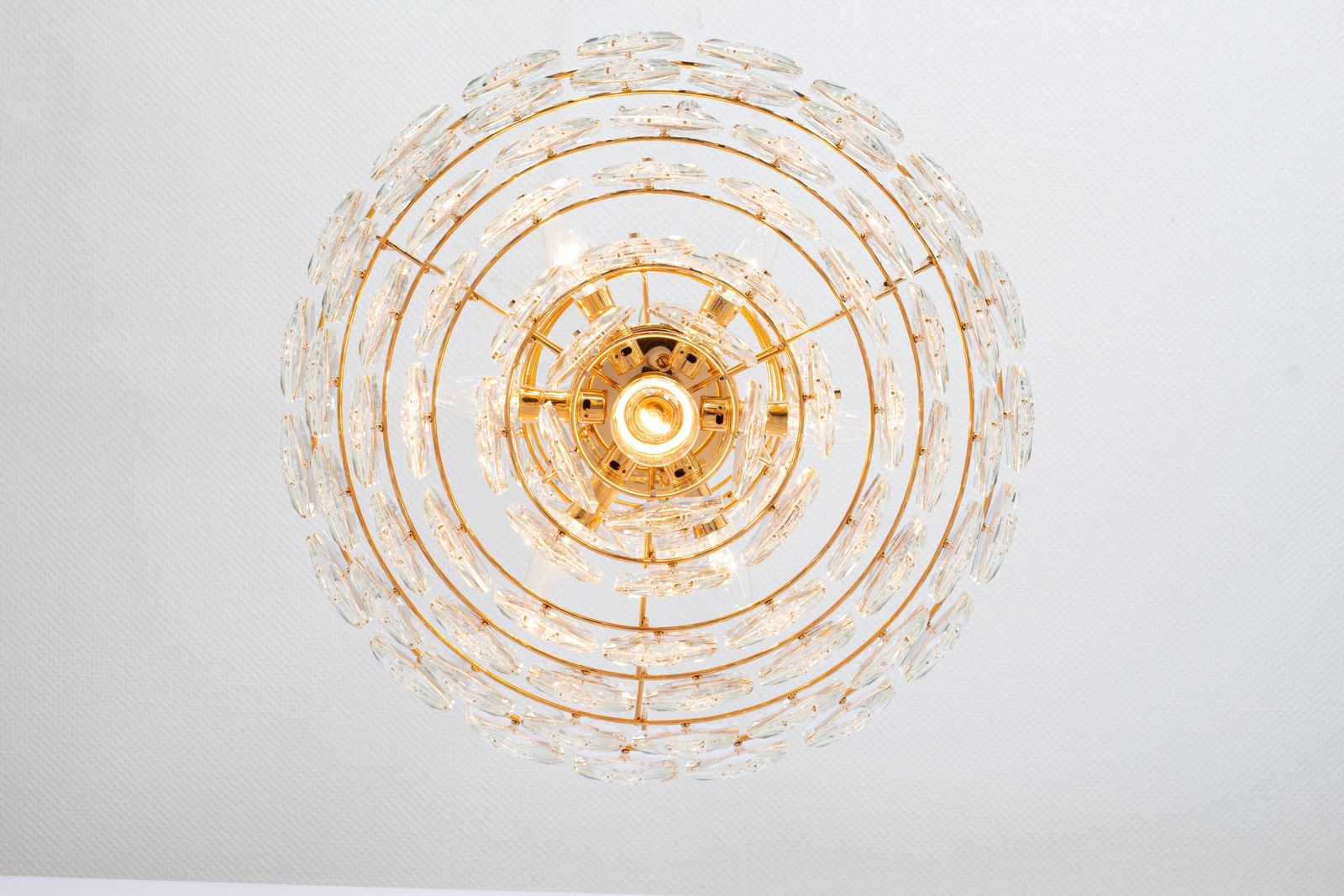 Stunning Huge Chandelier, Brass And Crystal Glass By Kinkeldey, Germany, 1970s photo 3611.0